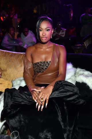 <p>Paras Griffin/Getty </p> Coco Jones in Beverly Hills in November 2023