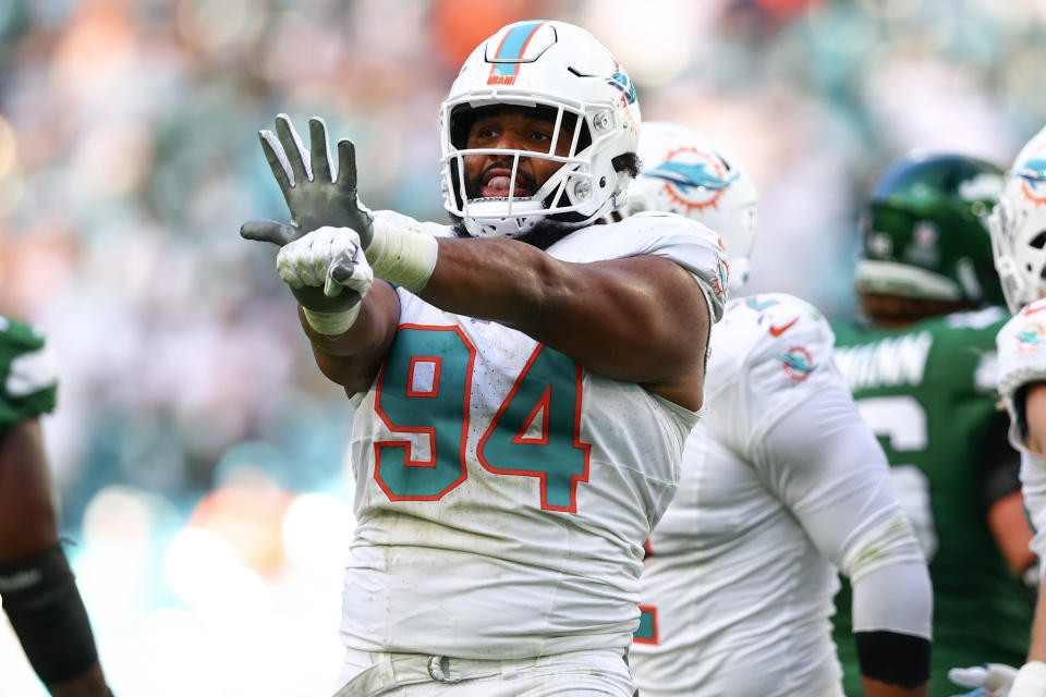 Will the Dolphins use the franchise tag on star defensive tackle Christian Wilkins or sign him to a long-term deal? (Photo by Megan Briggs/Getty Images)