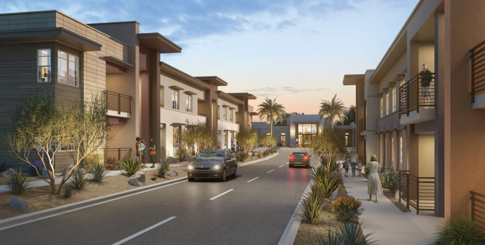 A rendering shows plans for the Via Vail Apartments, which will include 234 units available to people with very low-to-moderate incomes in Rancho Mirage.