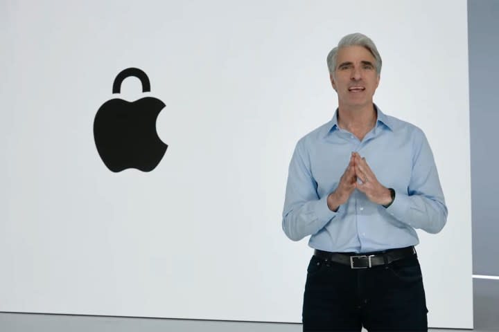 Apple's Craig Federighi speaking about macOS security at WWDC 2022.