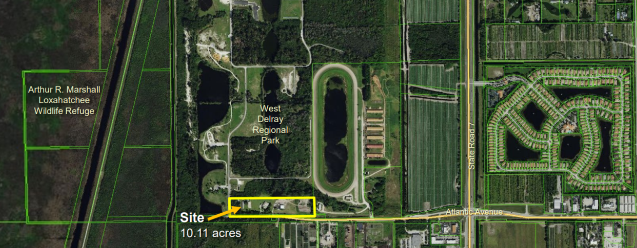 Map shows location of proposed RV park off Atlantic Avenue near West Delray Regional Park