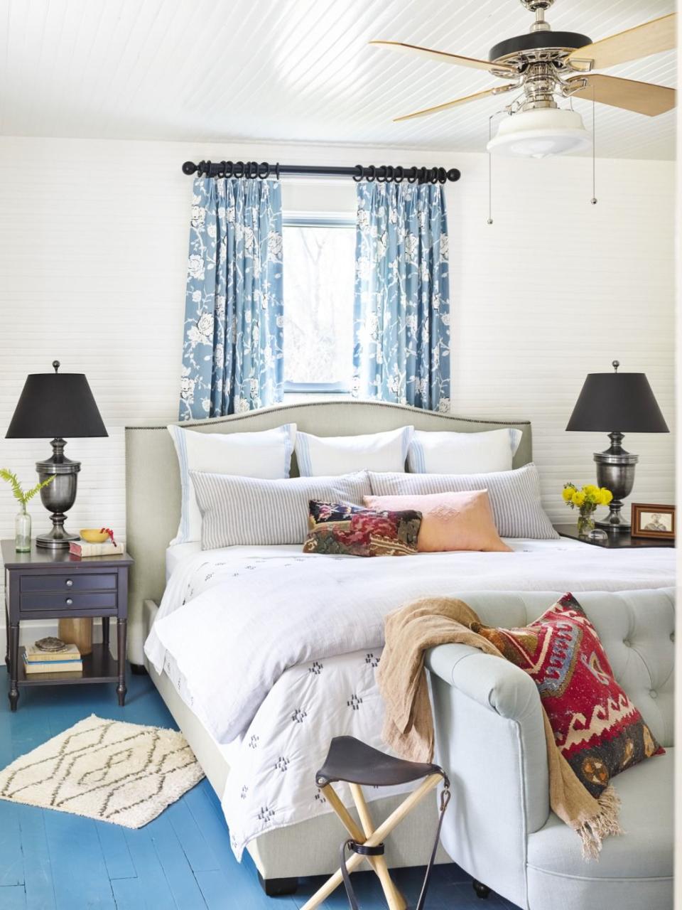 Floral Draperies Above the Bed