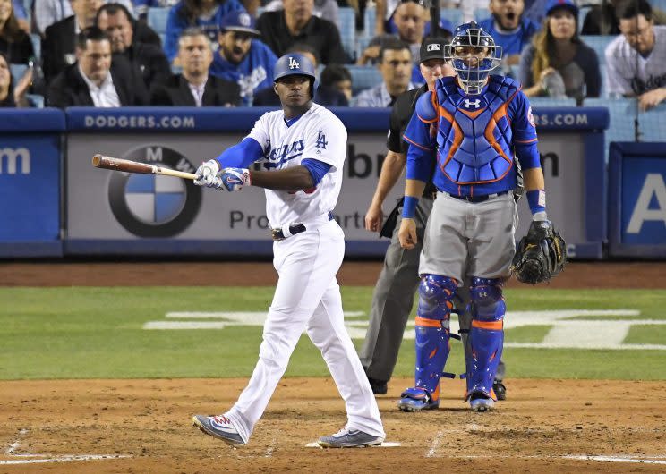 Yasiel Puig has everyone talking about the unwritten rules. (AP Photo)