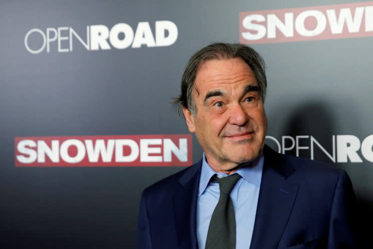 Director Oliver Stone attends the N.Y. premiere of 'Snowden' 