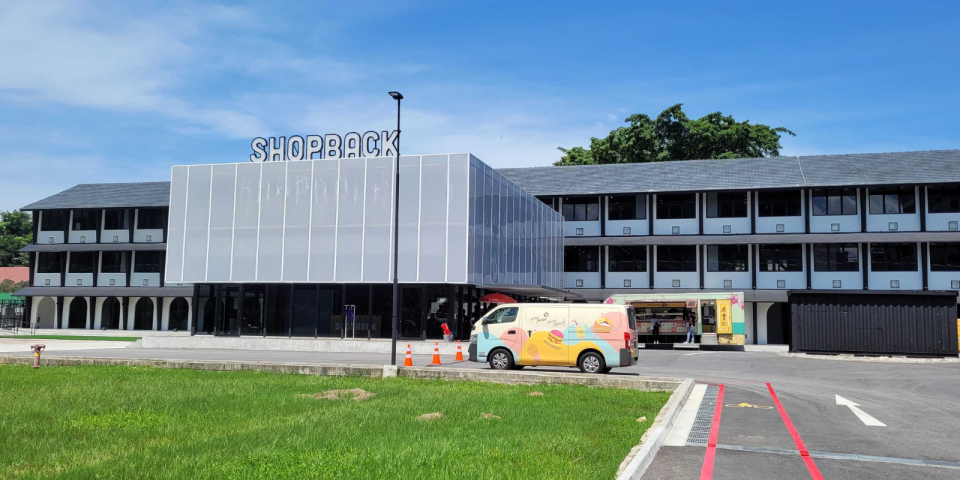 ShopBack's new HQ, a refurbished school building, at 65 Pasir Panjang Road. 