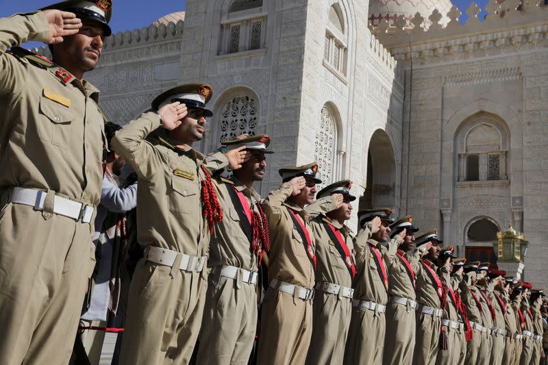 FILE PHOTO: Houthis hold military funeral procession for fighters killed by U.S.-led strikes, in Sanaa