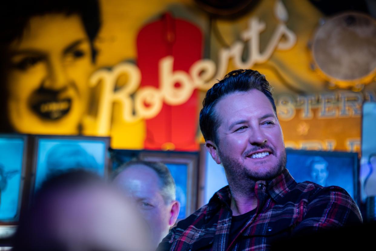 Luke Bryan visits Robert's Western World in Nashville in March.