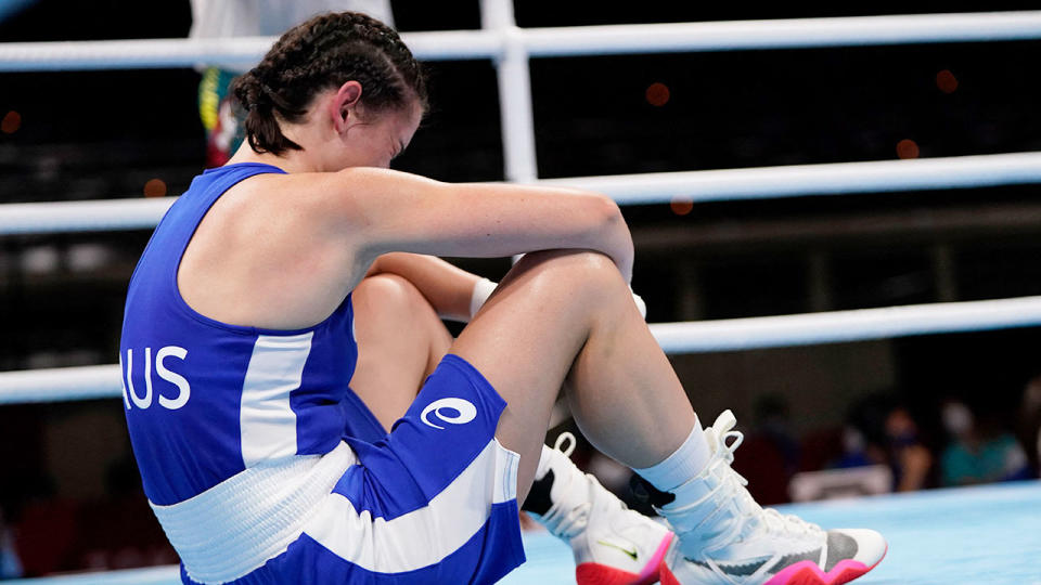 Skye Nicolson was shattered after her Olympic dream was ended in Tokyo on Wednesday. Pic: Getty