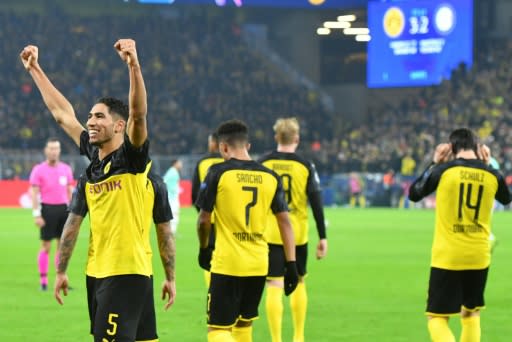 Achraf Hakimi hit two second-half goals to seal a stunning 3-2 come-back win for Borussia Dortmund on Tuesday at home to Inter Milan in the Champions League