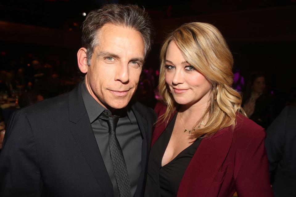 Honoree Ben Stiller and Christine Taylor pose at the 2019 Rosie's Theater Kids Fall Gala at The New York Marriott Marquis on November 18, 2019 in New York City.