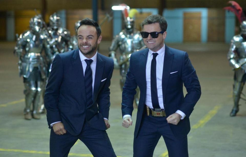 Entertainers: Ant McPartlin and Declan Donnelly during a skit on SNT (ITV)