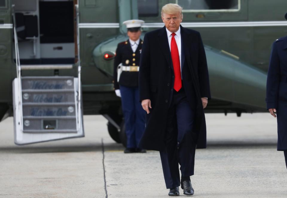 Donald Trump walks to Air Force One to depart for travel to Florida (REUTERS)