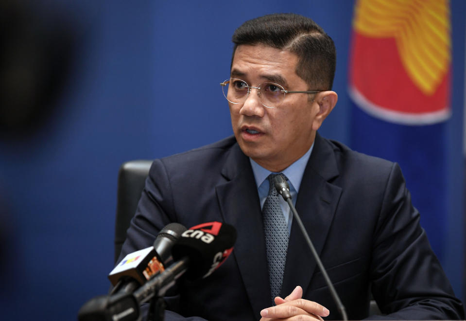 International Trade and Industry Minister Datuk Seri Mohamed Azmin Ali speaks during a press conference at the 37th Asean Summit in Kuala Lumpur November 10, 2020. — Bernama pic