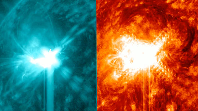 Powerful twin solar flares erupt from sun as cell phone outages