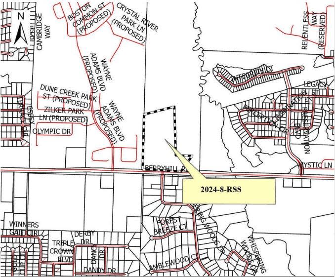 Jubilee Development Group is seeking to rezone 34 acres of agricultural land in Pace to TC1, or Town Center Core, to allow for development of retail space.