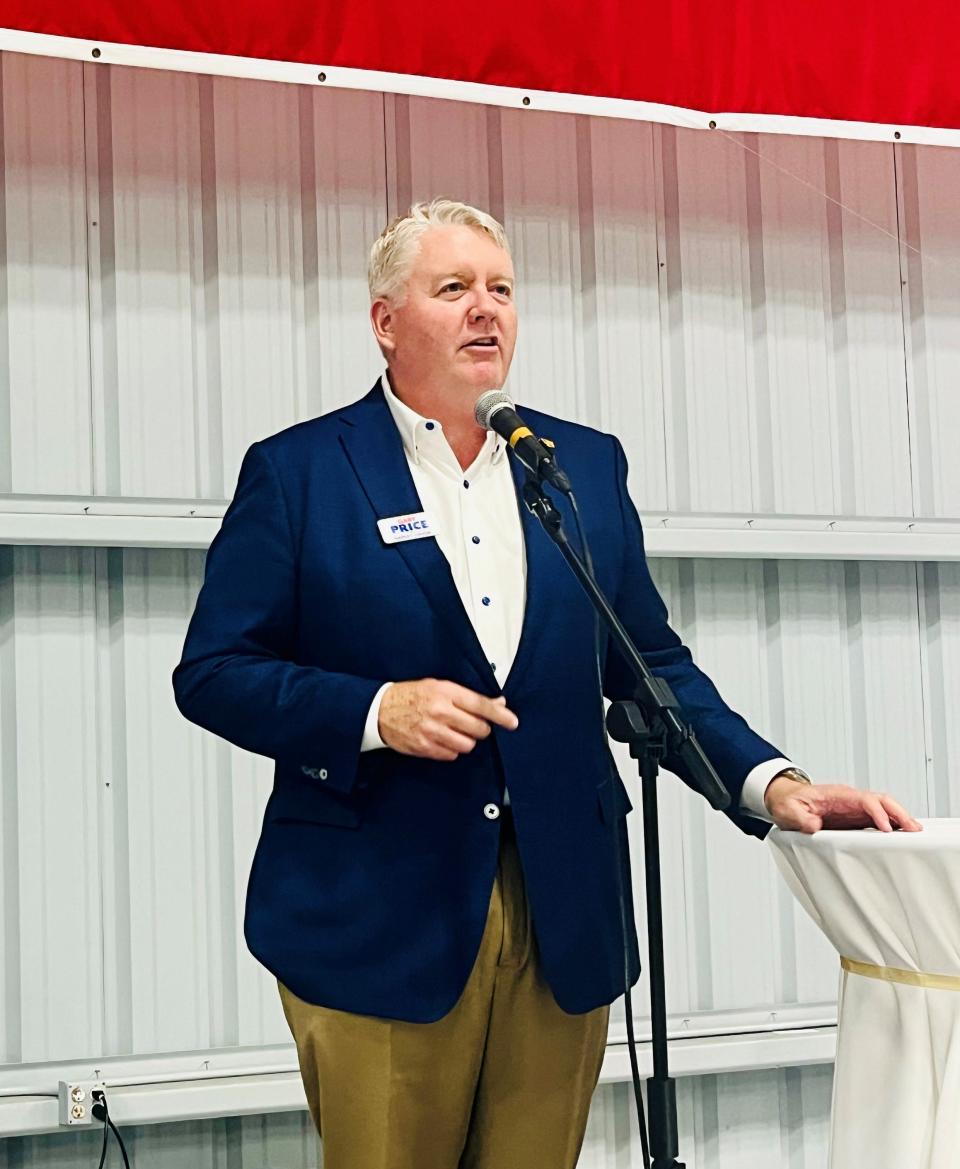 Naples mayoral candidate Gary Price spoke about the importance of the Naples Airport to the community at a private event held Feb. 28, 2024, hosted by Elite Jets at the Naples Airport.