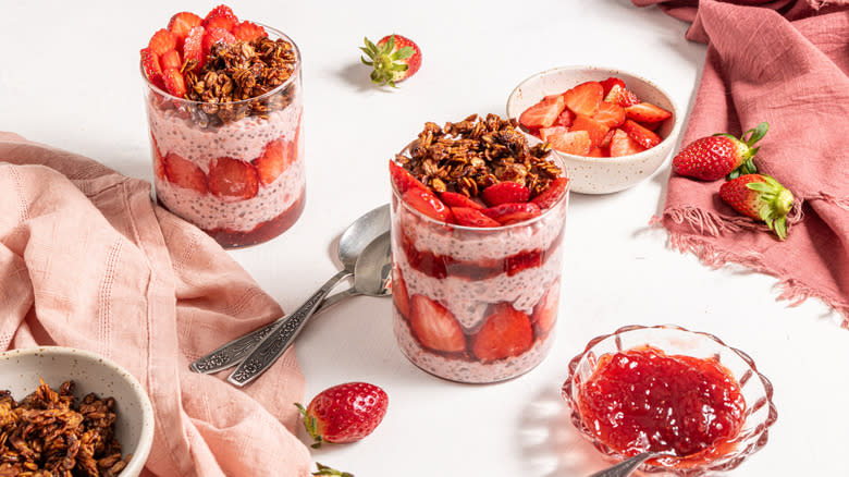 two jars of strawberry oats