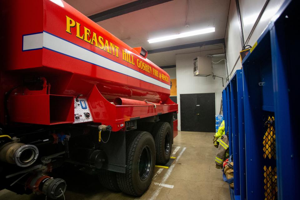 A water tender in the Pleasant Hill Goshen Fire and Rescue fire station in Pleasant Hill.