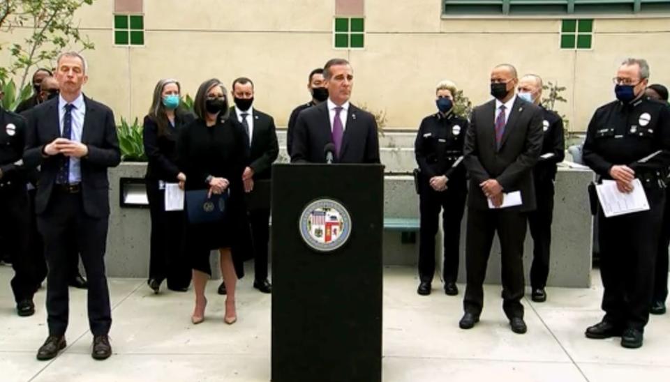 LA Mayor Eric Garcetti provides update on the city’s crime statistics (LA Mayor’s Office/Twitter)