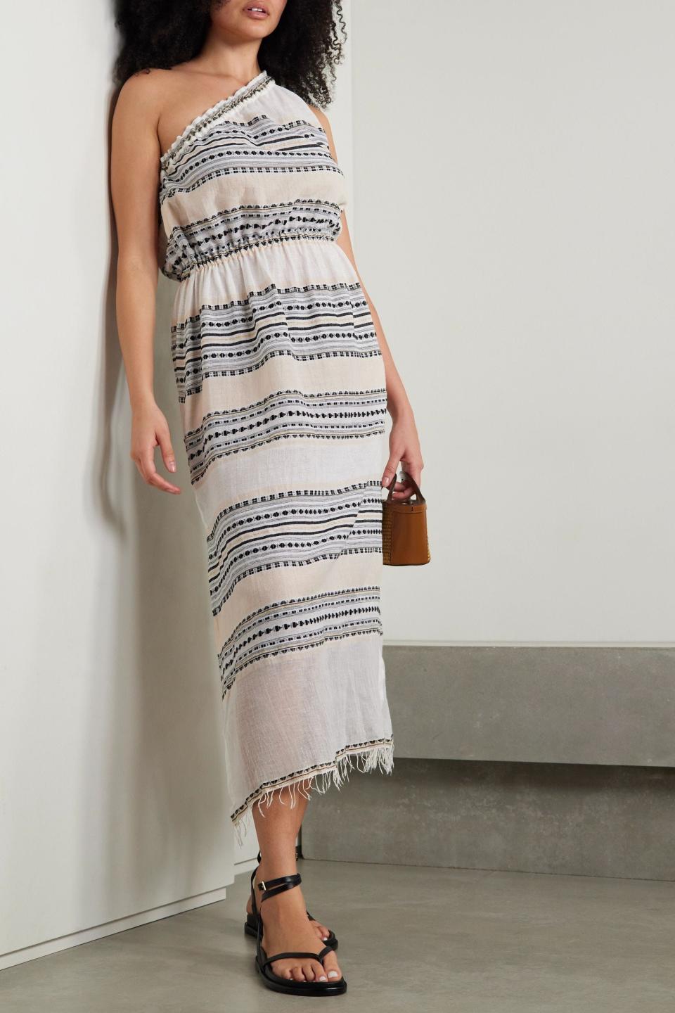 LEMLEM Habiba One-Shoulder Fringed Maxi Dress