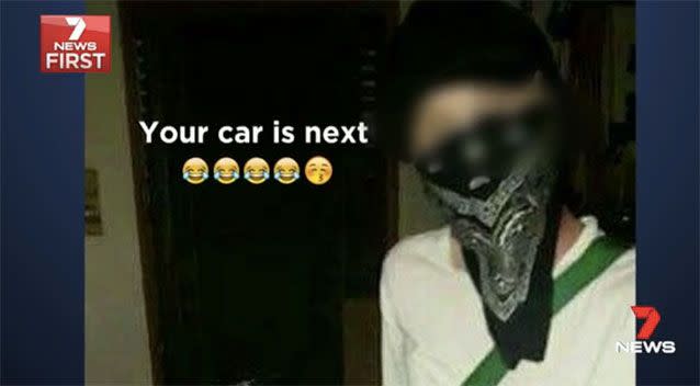 A social media post targeting another car. Source: 7 News