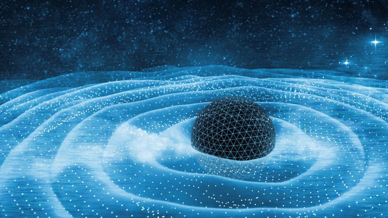 gravitation waves around black hole in space 3d illustration