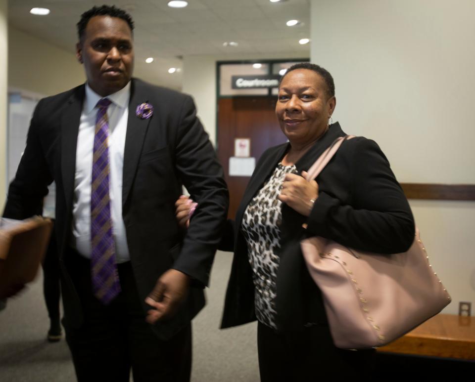 Attorney Christopher O'Neal and Marcia Williams,  mother of Terrance Williams, at the Collier County Courthouse. O'Neal is one of the attorneys representing Terrance Williams' estate in a lawsuit filed against former Collier deputy Steven Calkins.