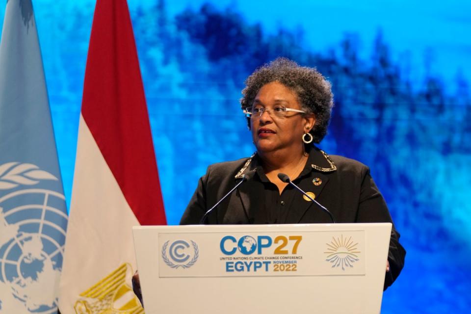 Barbados Prime Minister Mia Mottley speaks at Cop27 (Copyright 2022 The Associated Press. All rights reserved)