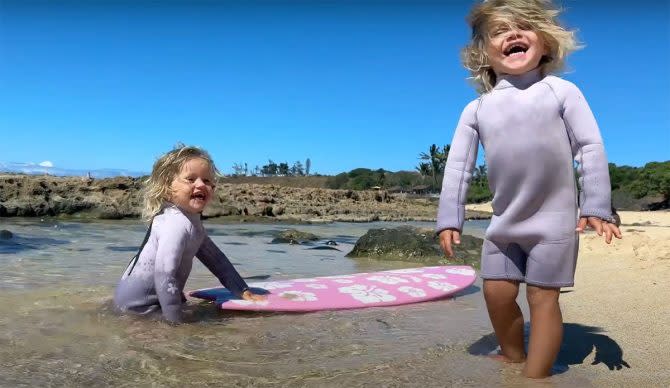 Kai Lenny shaping surfboard for twins