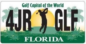 Photo of Golf Capital of the World license plate.