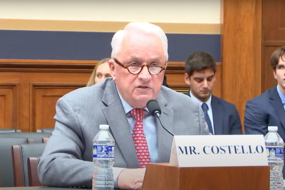 Robert Costello, former legal adviser to Michael Cohen, testifying before a House committee on 16 May 2024 (House Judiciary GOP / YouTube)