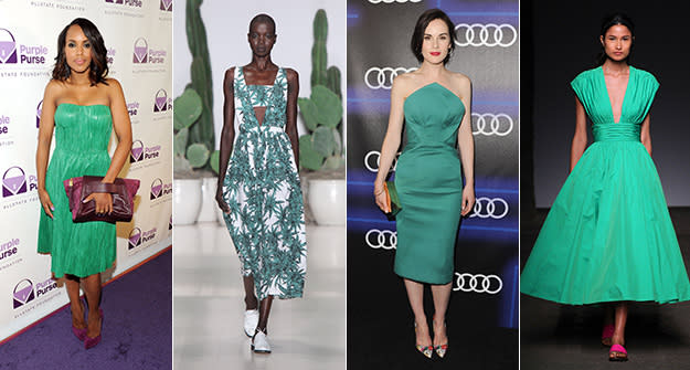 green runway fashion style celebrity