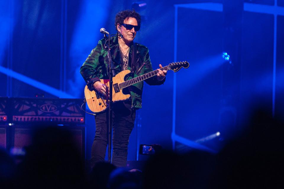 Lead guitarist Neal Schon performs with Journey on the Freedom Tour 2022 at the Paycom Center in Oklahoma City on Thursday, March 17, 2022.