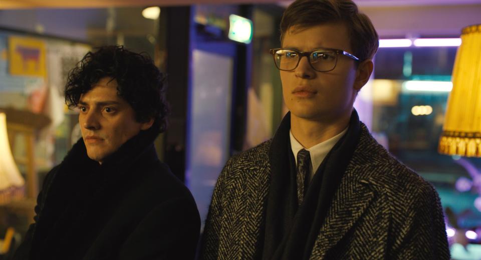 Aneurin Barnard (as Boris) and Ansel Elgort (Theo) seek a priceless painting in "The Goldfinch."