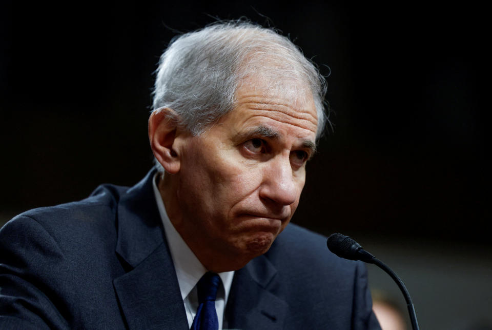 Federal Deposit Insurance Corporation Chairman Martin Gruenberg testifies before a Senate Banking, Housing, and Urban Affairs Committee hearing in the wake of recent of bank failures, on Capitol Hill in Washington, U.S., May 18, 2023. REUTERS/Evelyn Hockstein     TPX IMAGES OF THE DAY