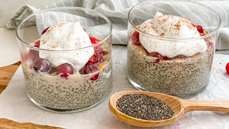 chia pudding with whipped cream