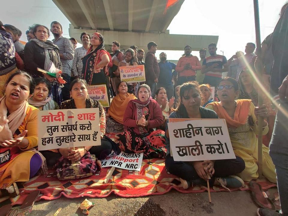 <div class="paragraphs"><p>Pro CAA protesters at Maujpur on 24 February, the first day of the 2020 vioence.</p></div>