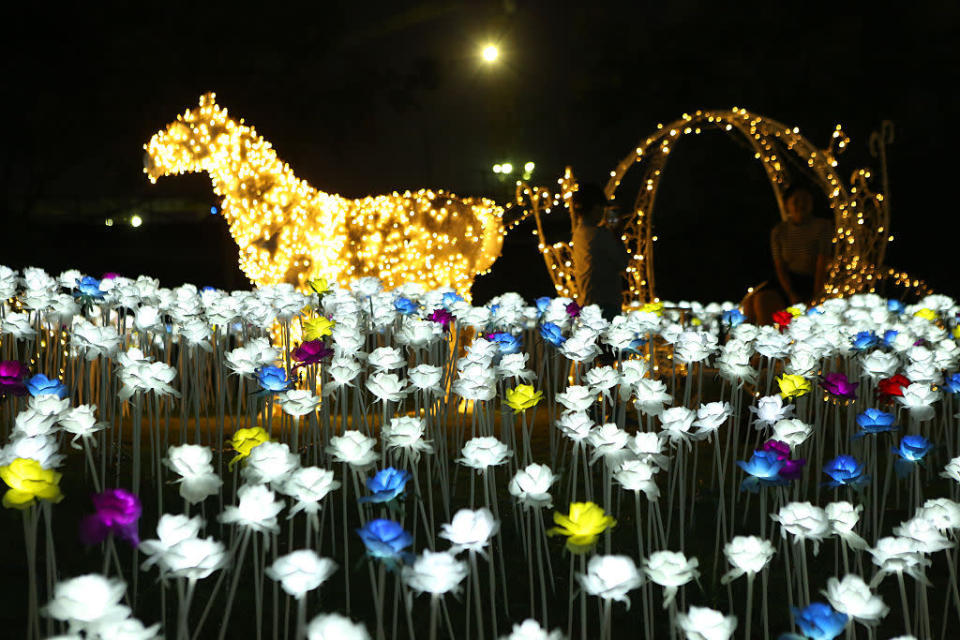 <p>12,000 roses made of LED lights lit up a senior villa area transforming it into a sea of roses during an art exhibition in Shanghai, China. (Photo: Getty Images)<br></p>