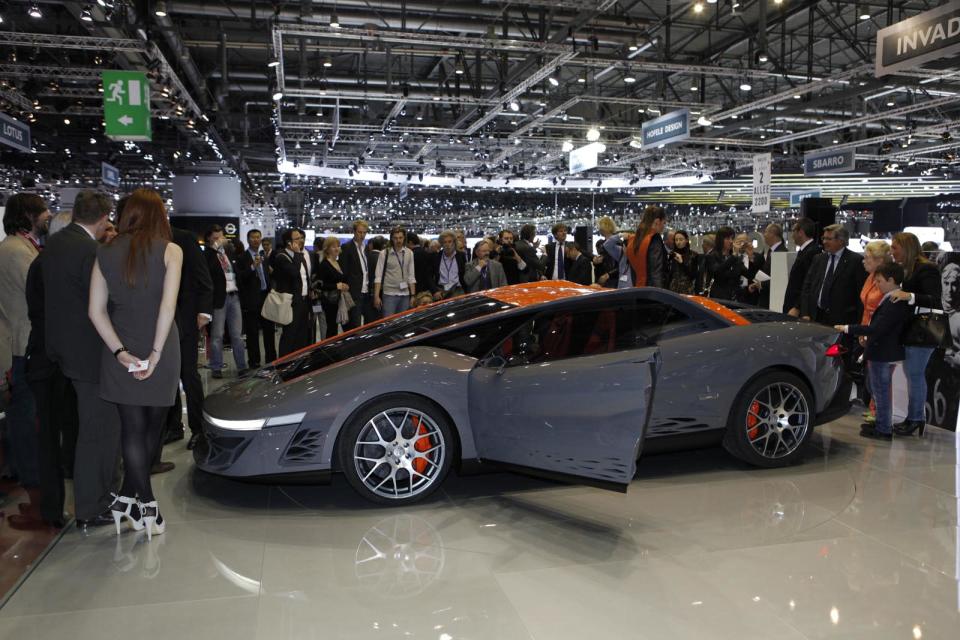 Bertone gives you a vision of the future—from the 1980s—with the wedge-shaped Bertone Nuccio concept, unveiled at the 2012 Geneva Auto Show. Highlighting its long, flat windshield with a bright orange accent, it has ignominiously drawn comparisons to a Dustbuster for its polarizing design. At least what's underneath the hood is appealing: the Nuccio (named after Giovanni Bertone's son) is powered by a Ferrari 4.3-liter V-8, good for 480 horsepower.