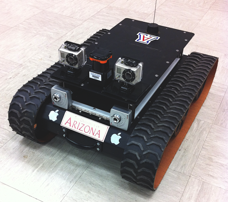 A prototype rover Fink and his colleagues built to test hardware and software for cave exploration. The team’s next step is to build the device that will drop the communication nodes. 