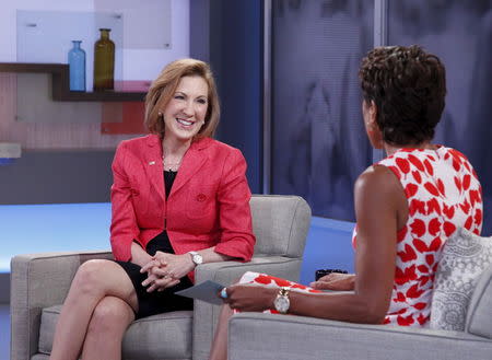 Former Hewlett-Packard Co Chief Executive, Carly Fiorina, is interviewed by Robin Roberts on ABC's program "Good Morning America," in New York City, May 4, 2015. REUTERS/Lou Rocco/ABC/Handout