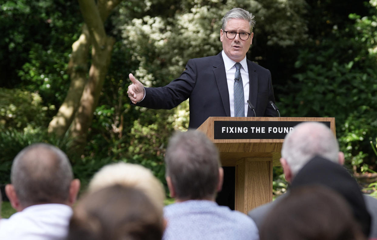 Britain's Prime Minister Keir Starmer speaks during a press conference in the Rose Garden at 10 Downing Street in central London on August 27, 2024. Prime Minister Keir Starmer said on Tuesday that life in Britain will 