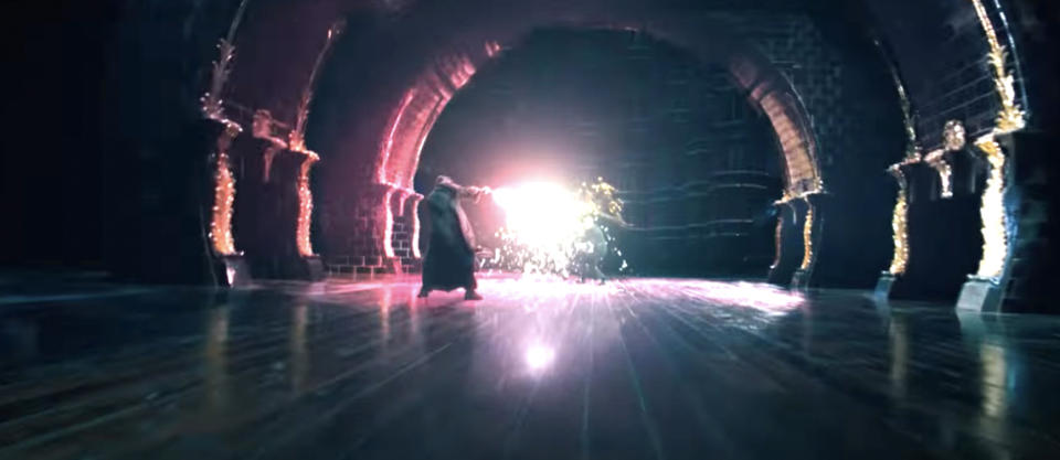 Dumbledore and Voldemort have a spell fight