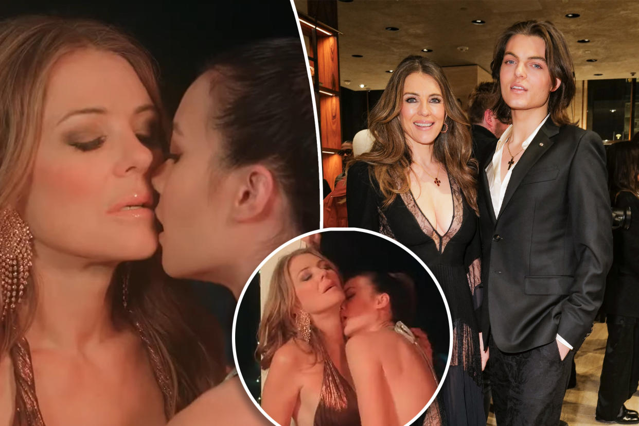 Elizabeth Hurley makes out with woman in raunchy movie — that son ...