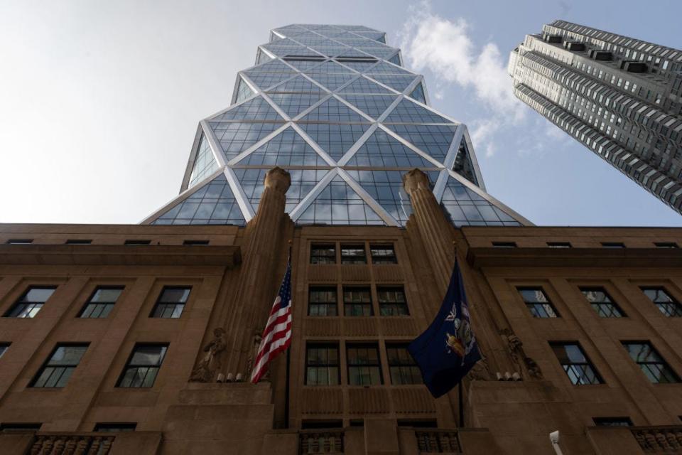 GettyImages 1272616103 NEW YORK, NEW YORK - SEPTEMBER 14: A view of the Hearst Tower as the city continues Phase 4 of re-opening following restrictions imposed to slow the spread of coronavirus on September 14, 2020 in New York City. The fourth phase allows outdoor arts and entertainment, sporting events without fans and media production. (Photo by Alexi Rosenfeld/Getty Images)