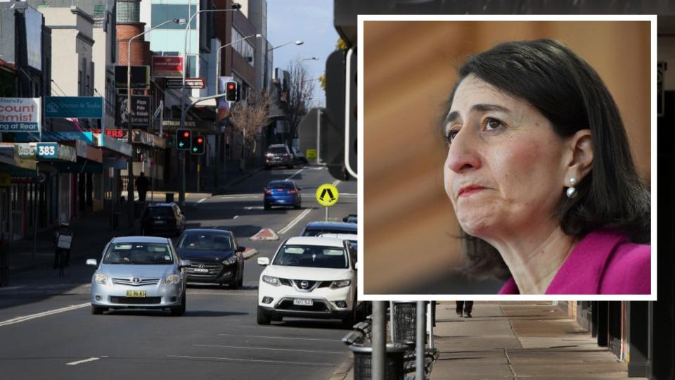 The normally busy High Street is seen near empty in Penrith on August 09, 2021 in Sydney, Australia. NSW Premier Gladys Berejiklian appears at press conference. 