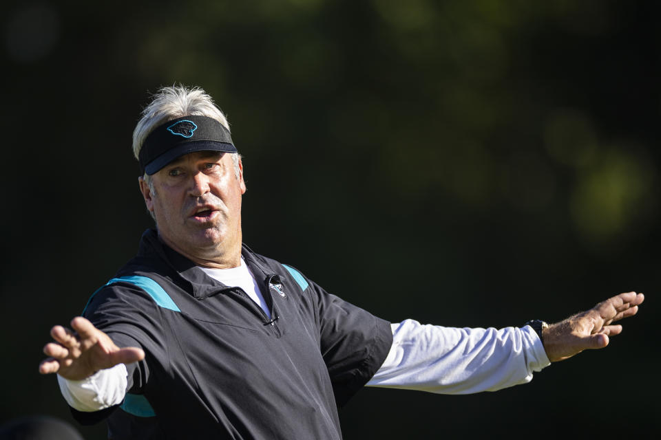 JACKSONVILLE, FLORIDA - JULY 25: Head coach Doug Pederson of the Jacksonville Jaguars looks on during Training camp at Episcopal High School on July 25, 2022 in Jacksonville, Florida. (Photo by James Gilbert/Getty Images)