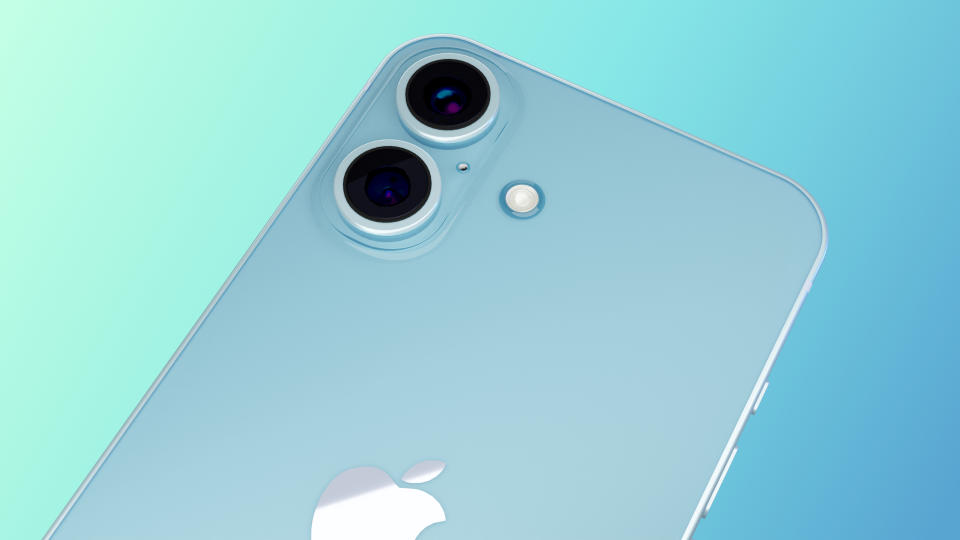 iPhone 16 renders showcasing vertical camera order in blue, based on leaked schematics and information.