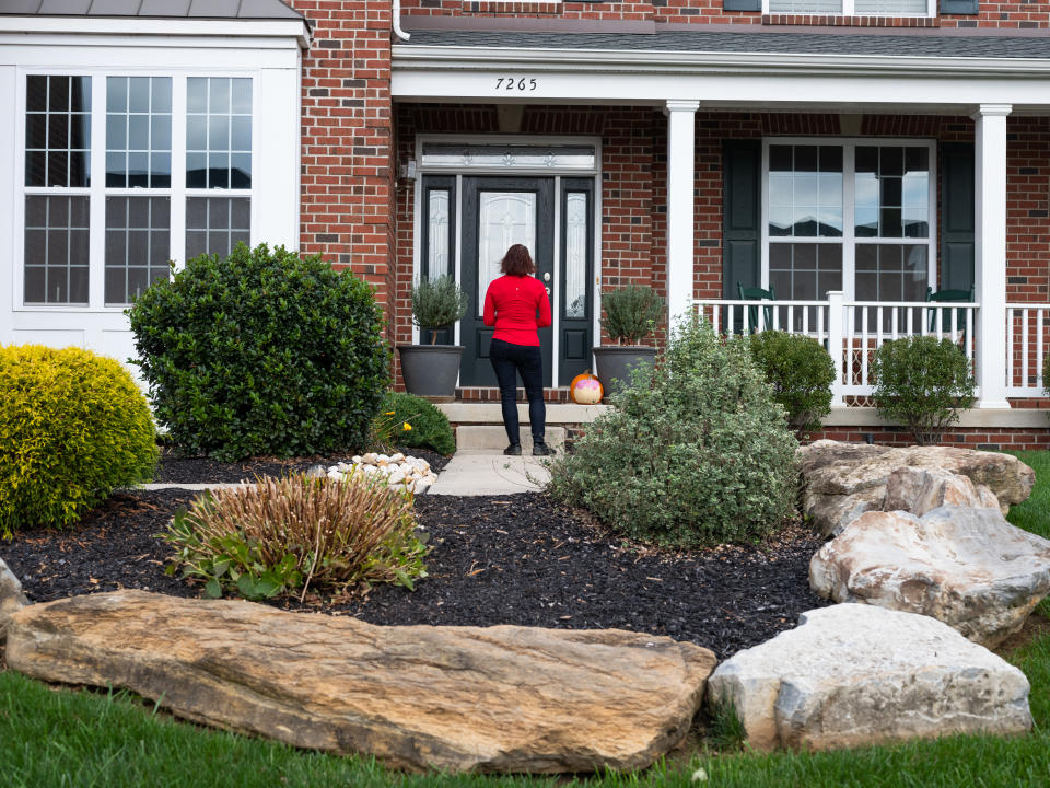 Republican nominee, Lisa Scheller, goes door to door while canvasing in Allentown, Pa., on Oct. 24, 2020.<span class="copyright">Elizabeth Bick for TIME</span>