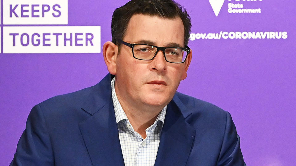 Daniel Andrews, pictured here speaking to the media in Melbourne.